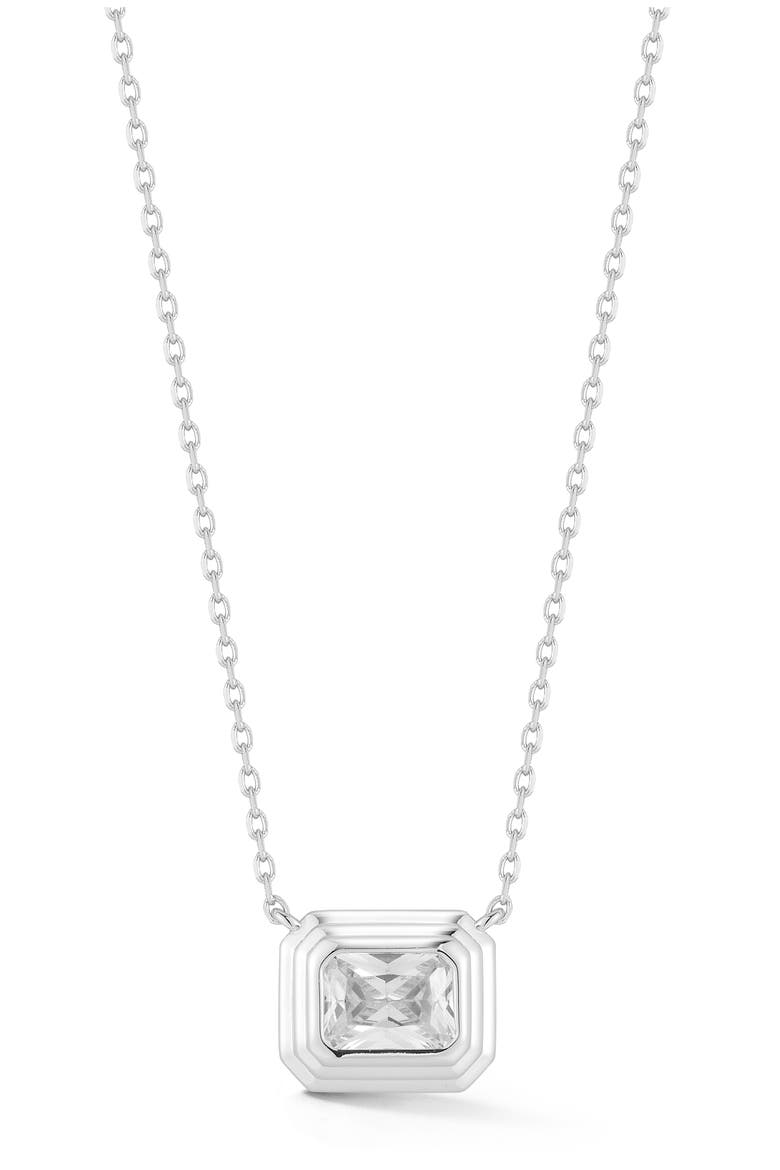 Radiant Cubic Zirconia Pendant Necklace, Main, color, SILVER