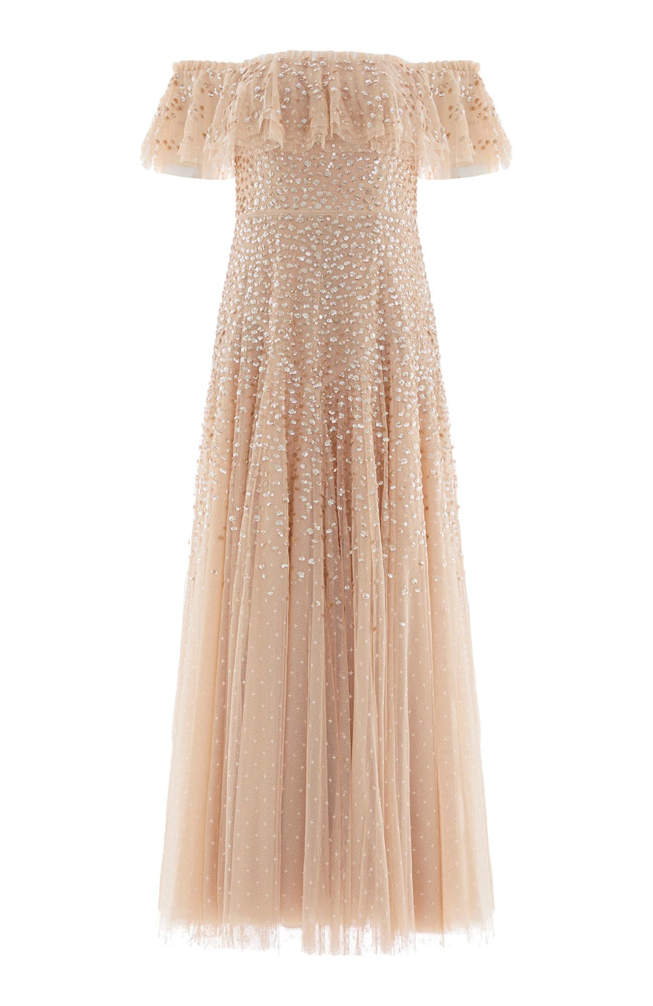Dappled Sequin Off-Shoulder Ankle Gown - image 2