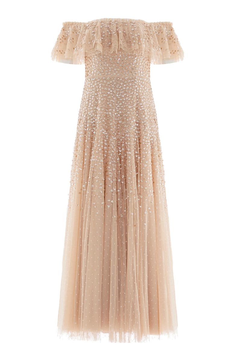 Needle & Thread Dappled Sequin Off-Shoulder Ankle Gown, Alternate, color, Butterscotch