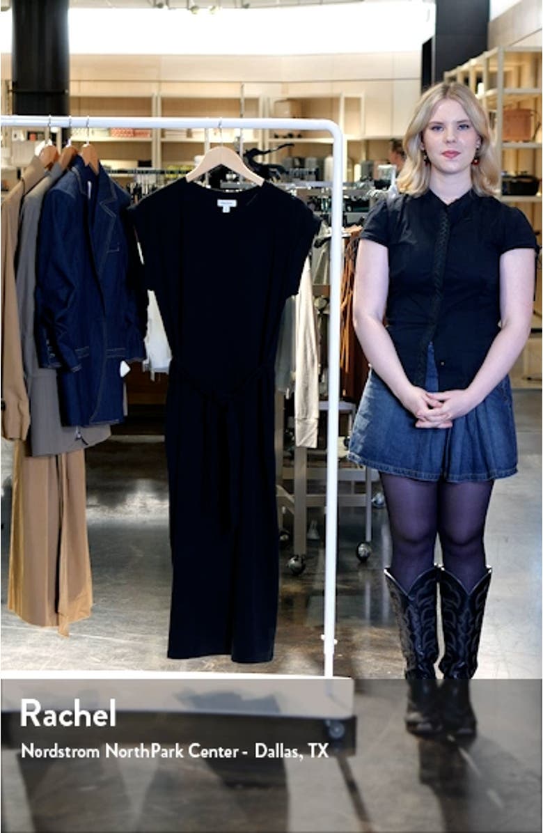 Tie Waist Stretch Cotton Knit Dress, sales video thumbnail