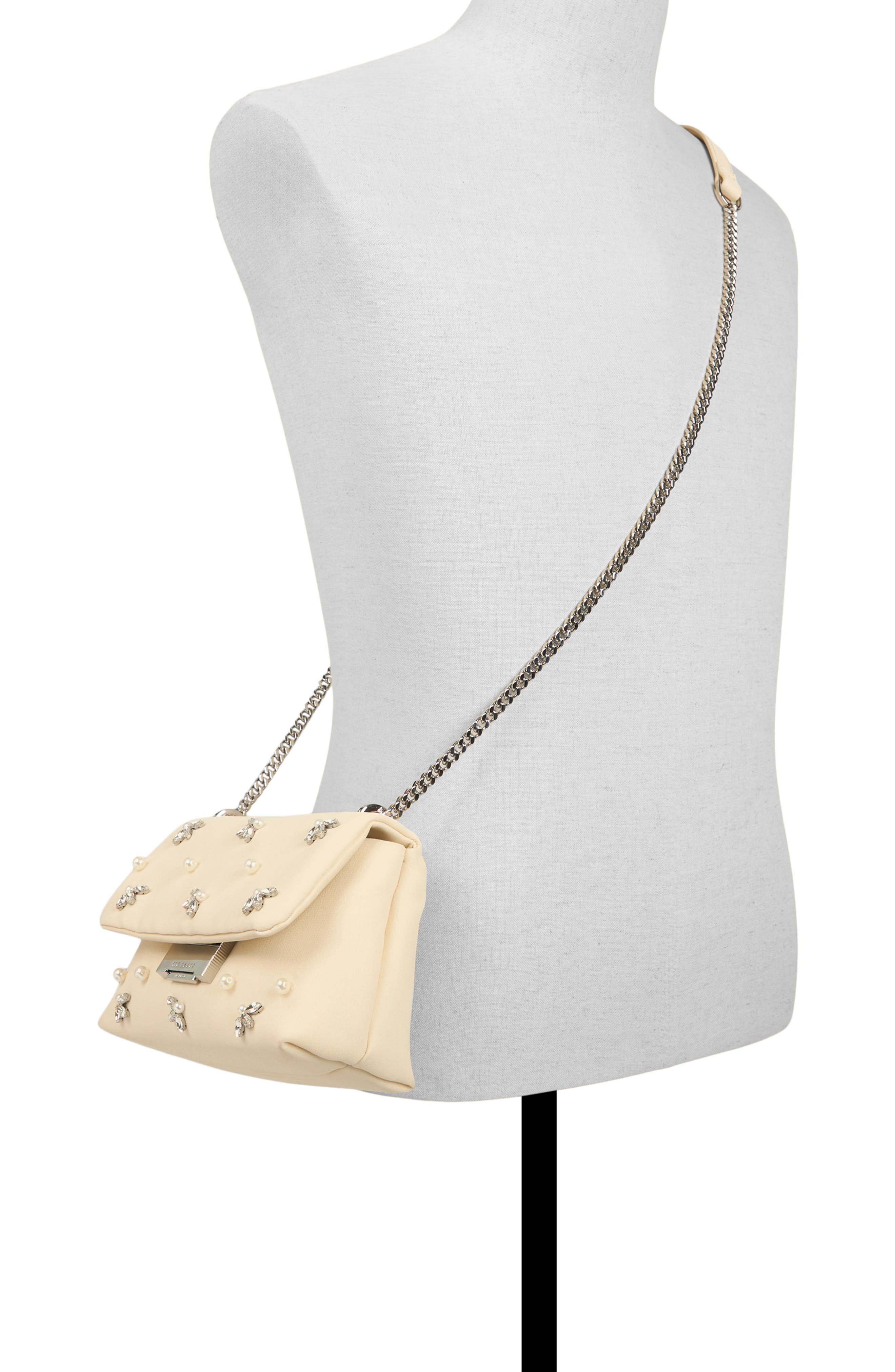 Ted Baker London Ginette Embellished Satin Bag, Alternate, color, Mesh Cream