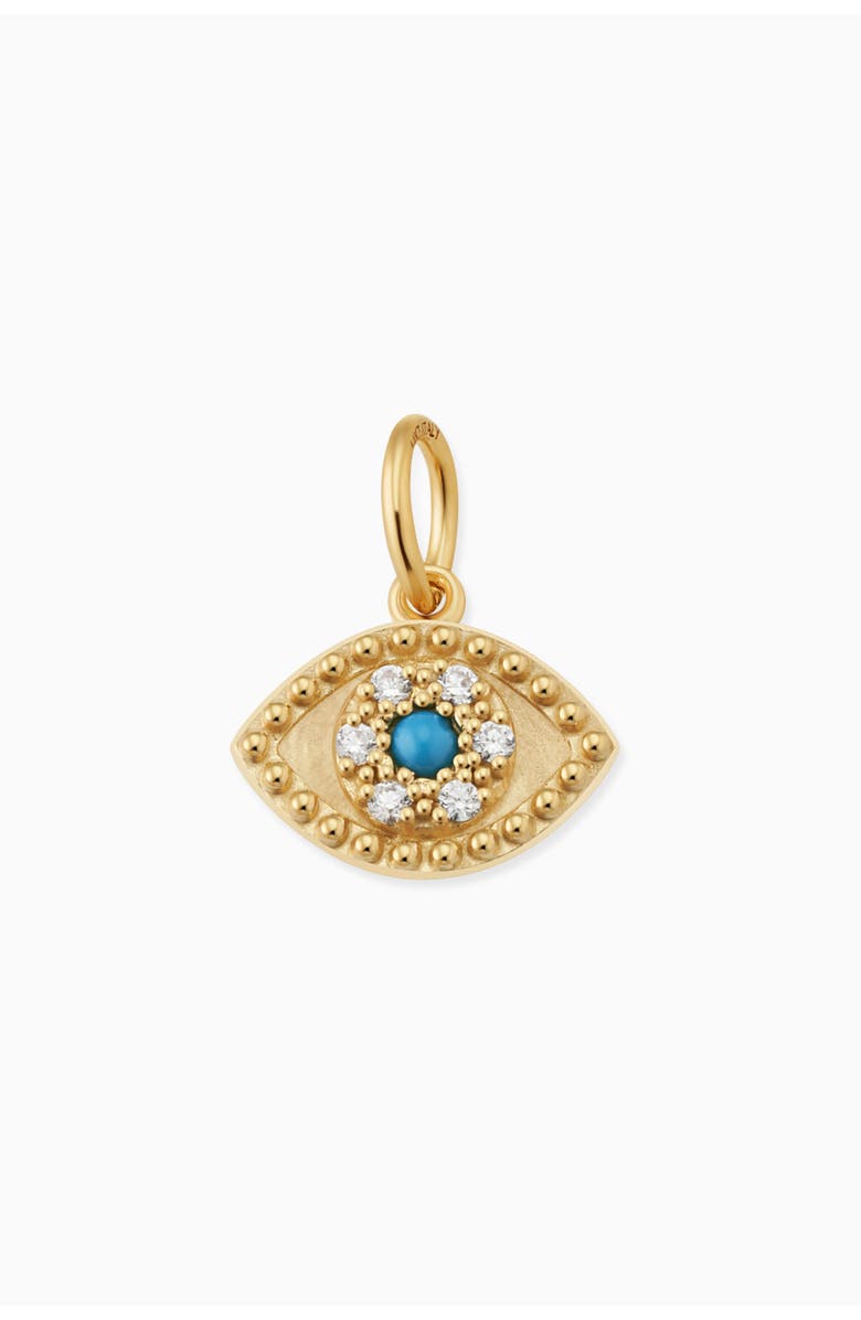 Oradina 14K Yellow Gold Evil Eye Pendant Charm, Main, color,