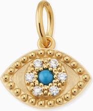 Oradina 14K Yellow Gold Evil Eye Pendant Charm