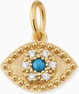 Oradina 14K Yellow Gold Evil Eye Pendant Charm