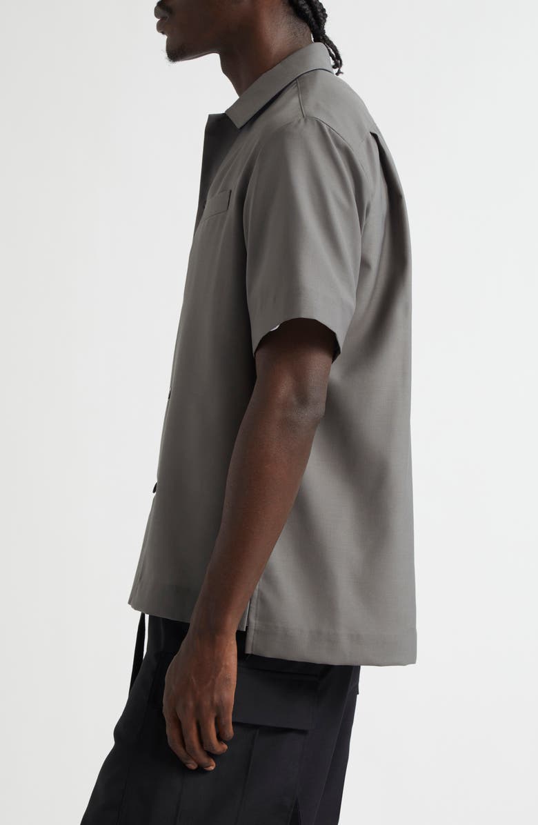 Sacai Short Sleeve Button-Up Suiting Shirt, Alternate, color,