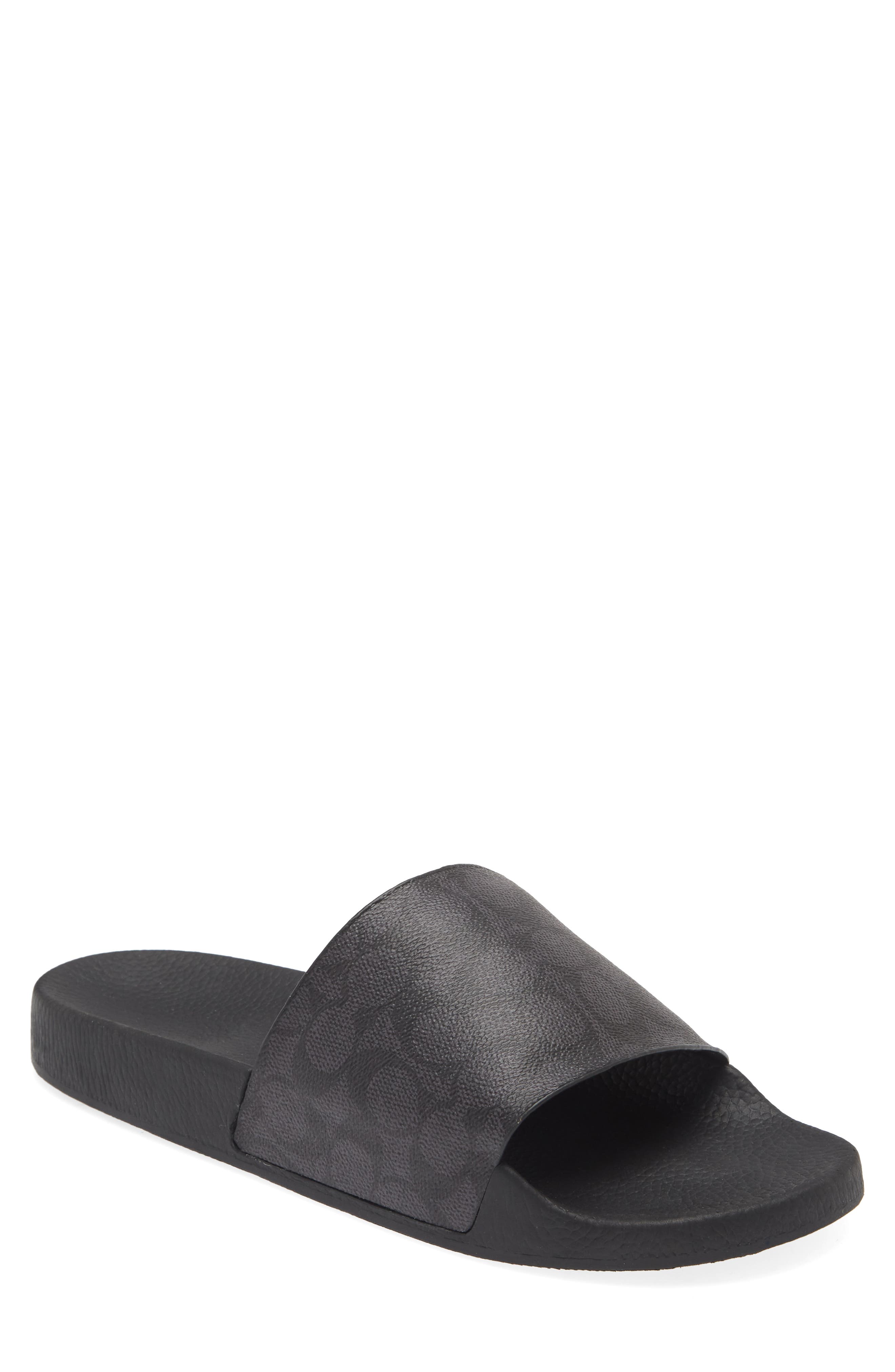 COACH Signature Slide Sandal, Main, color, Charcoal/Black 1