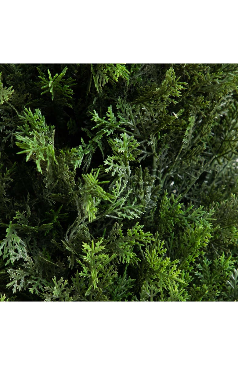 NEARLY NATURAL 5-ft UV Resistant Artificial Cedar Tree in Decorative White Planter, Alternate, color, Green