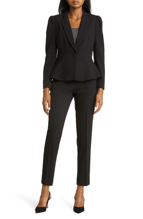 Tahari ASL Peplum Blazer & Tapered Pants Set in Black 