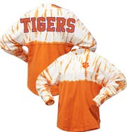 SPIRIT JERSEY Women's Orange Clemson Tigers Tie-Dye Long Sleeve Jersey T-Shirt