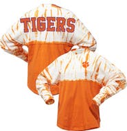 SPIRIT JERSEY Women's Orange Clemson Tigers Tie-Dye Long Sleeve Jersey T-Shirt