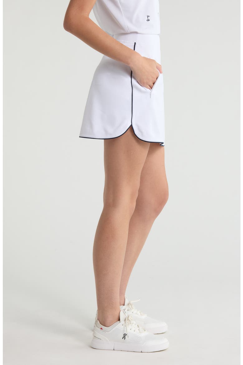 Mid Rise Tulip Hem Piqué Golf Skort, Alternate, color, SNOW/TWILI