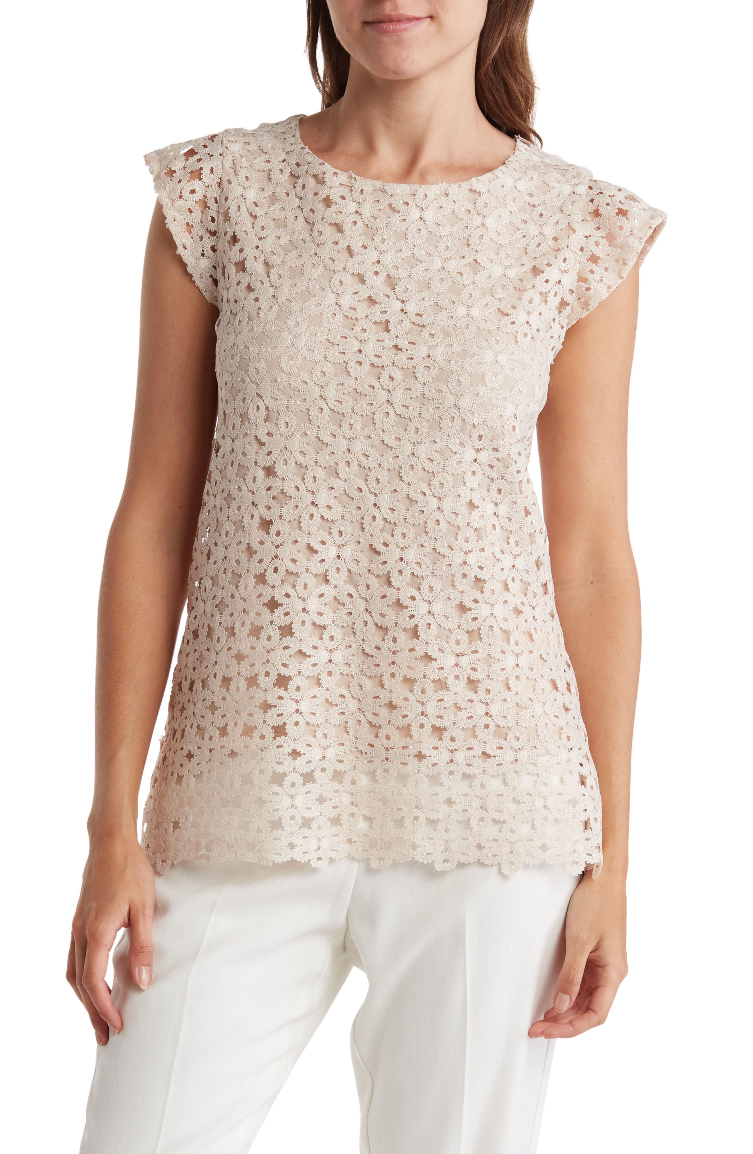 matty m. Cap Sleeve Lace Blouse