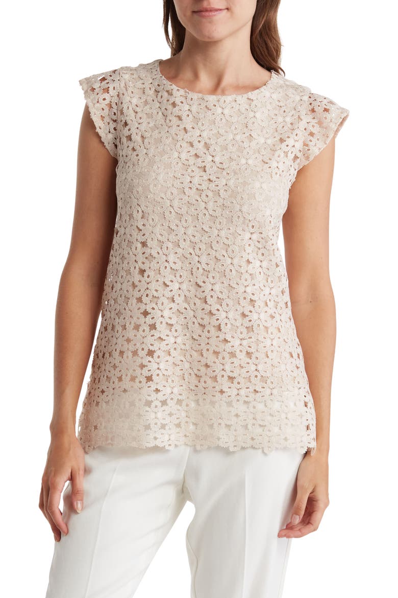 Cap Sleeve Lace Blouse, Main, color, CHAMPAGNE
