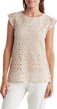 matty m. Cap Sleeve Lace Blouse
