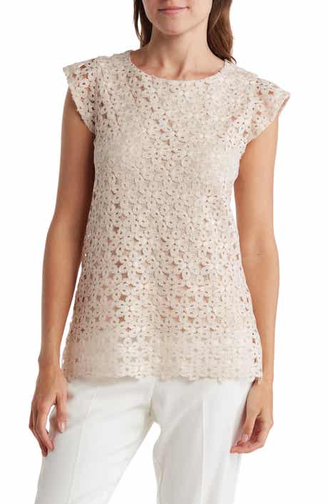 matty m. Cap Sleeve Lace Blouse