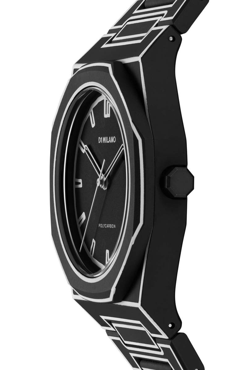 D1 Milano Sketch Polycarbon Bracelet Watch, 40.5mm, Alternate, color, Black