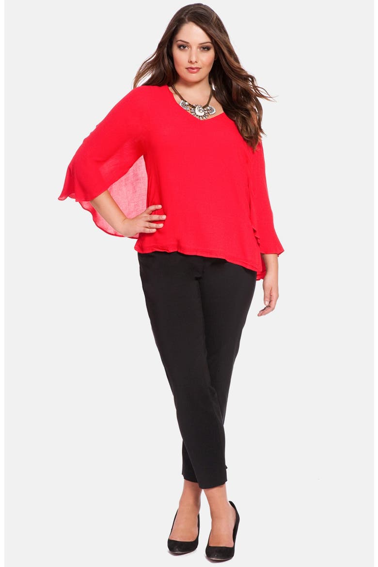 Flowy Georgette V-Neck Top, Alternate, color, TARTAN