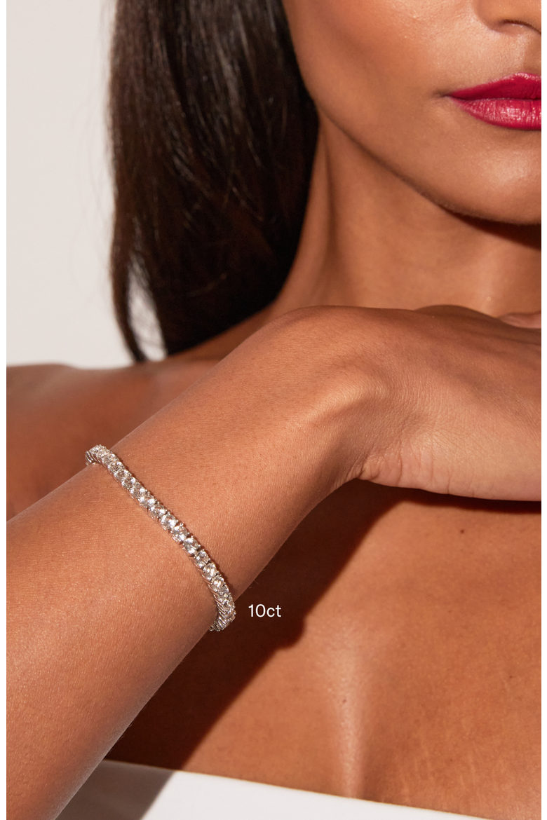 Lab Grown White Sapphire Tennis Bracelet 10ct, Alternate, color, Sterling SIlver