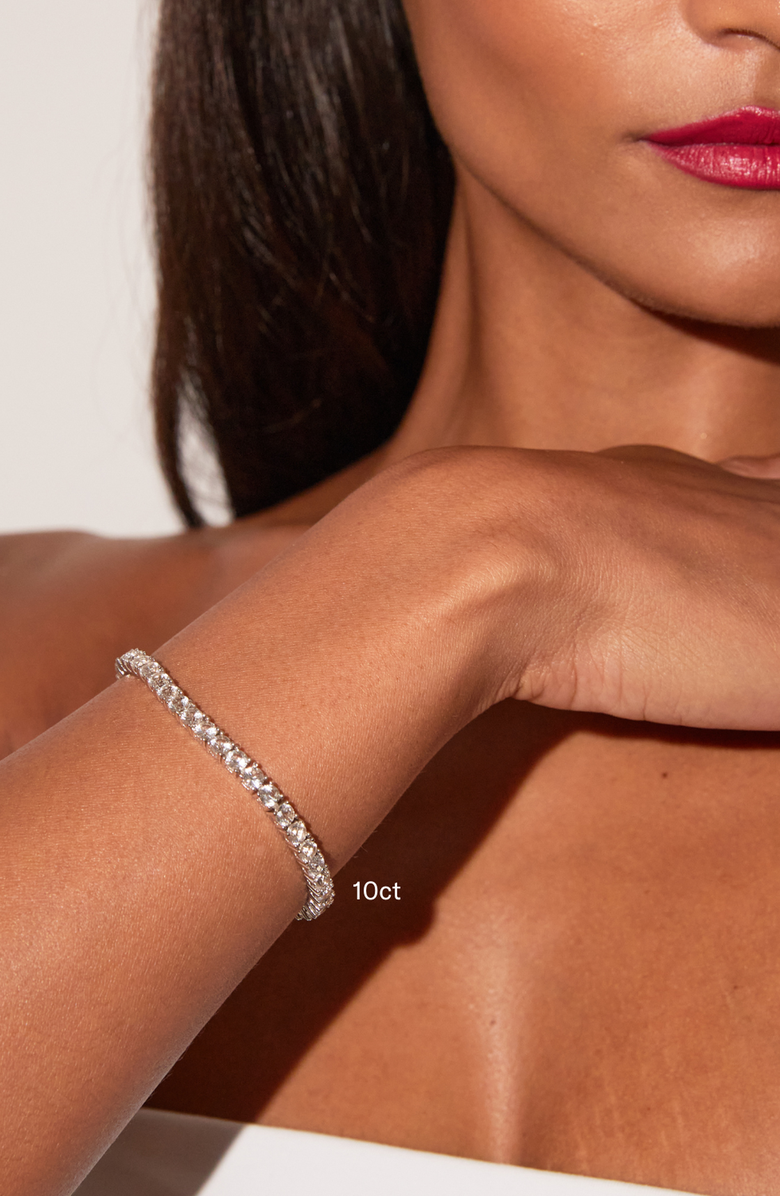 Aurate New York Lab Grown 10ct White Sapphire Tennis Bracelet, Alternate, color, Yellow Gold Vermeil