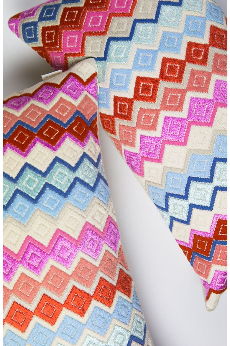San Pedro Pink Diamond Handwoven Cotton and Silk Brocade Throw Pillow, Alternate, color, Multi