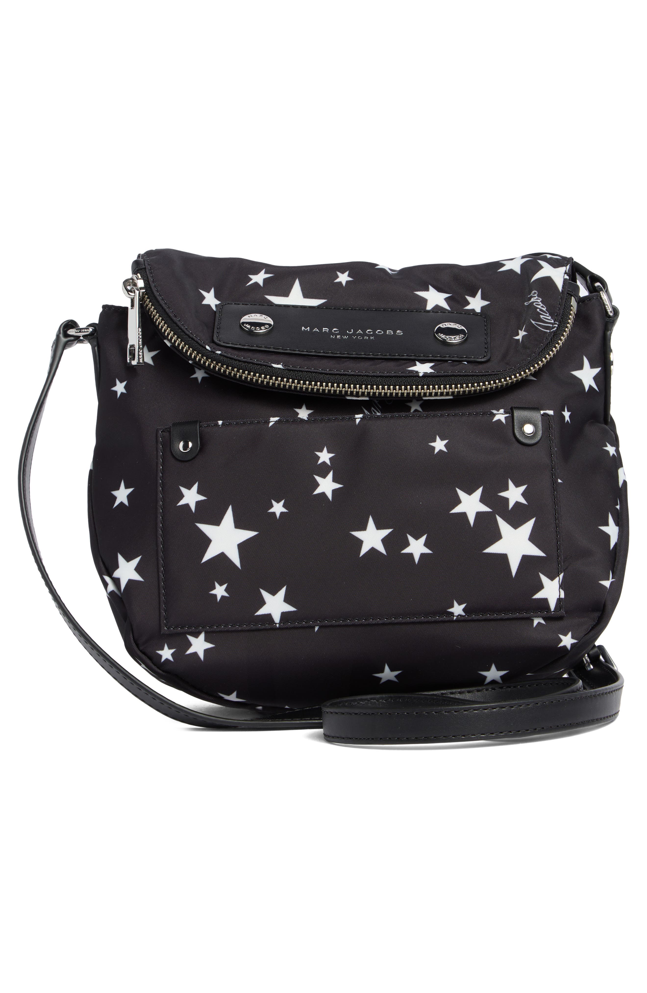 Marc Jacobs Star Print Preppy Nylon Mini Messenger Bag, Alternate, color, Black Multi