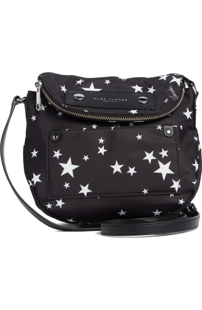 Marc Jacobs Star Print Preppy Nylon Mini Messenger Bag, Alternate, color, Black Multi
