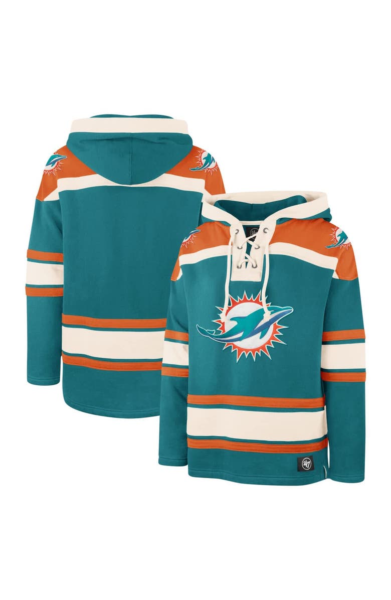 '47 Men's '47 Aqua Miami Dolphins Superior Lacer Pullover Hoodie, Alternate, color, Aqua