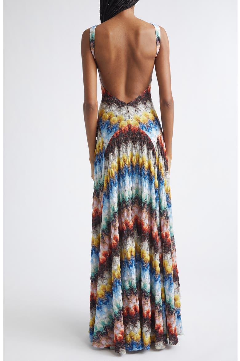 Metallic Knit Lace Gown, Alternate, color, MULTICOLOR ON BLACK BASE