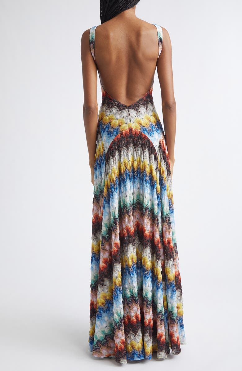 Missoni Metallic Knit Lace Gown, Alternate, color, Multicolor On Black Base