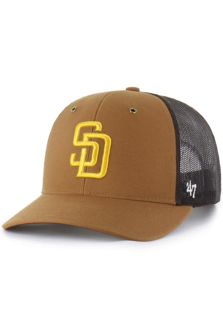 Men's Carhartt x '47  Brown San Diego Padres Trucker Adjustable Hat, Main, color, Brown