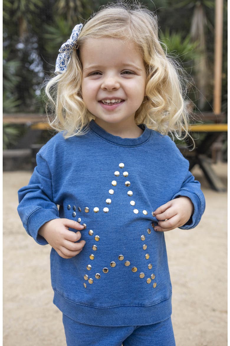 Kids' Playtime Studded Star Knit Two-Piece Set, Alternate, color, BLUE JEAN