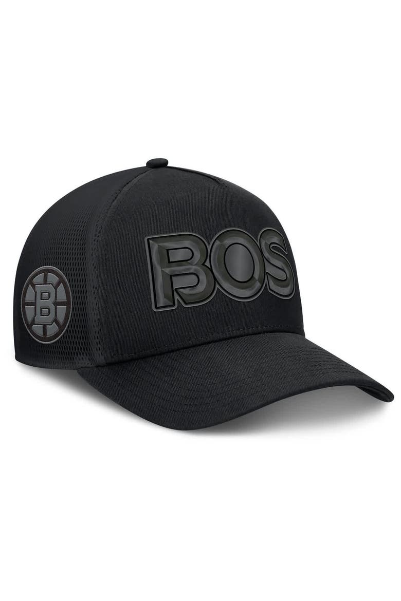 Men's Fanatics Black Boston Bruins Authentic Pro Road Team Code Trucker Adjustable Hat, Alternate, color, Black