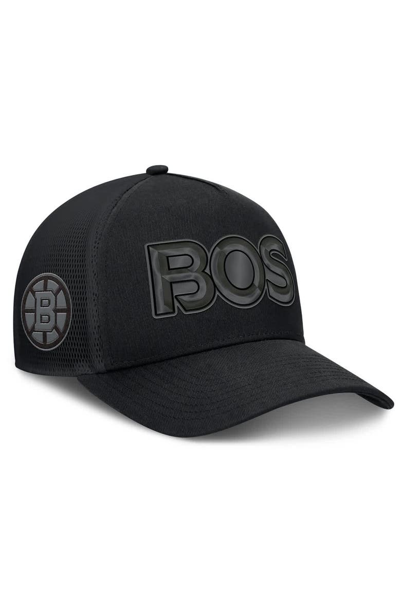 FANATICS Men's Fanatics Black Boston Bruins Authentic Pro Road Team Code Trucker Adjustable Hat, Alternate, color, Black