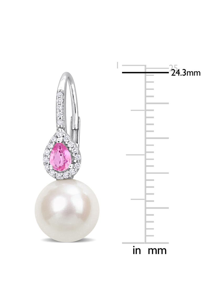 Pearl & Pink Sapphire Diamond Drop Earrings 14k, Alternate, color, Freshwater Pearl