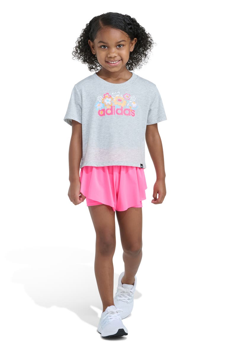 adidas Kids' Graphic T-Shirt & Shorts Set, Main, color, Light Grey Heather