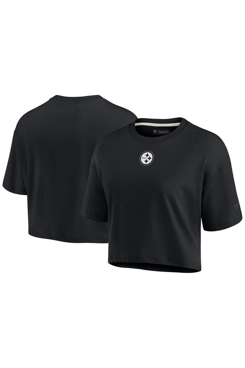 Women's Fanatics Signature Black Pittsburgh Steelers Elements Super Soft Boxy Cropped T-Shirt, Alternate, color, Black