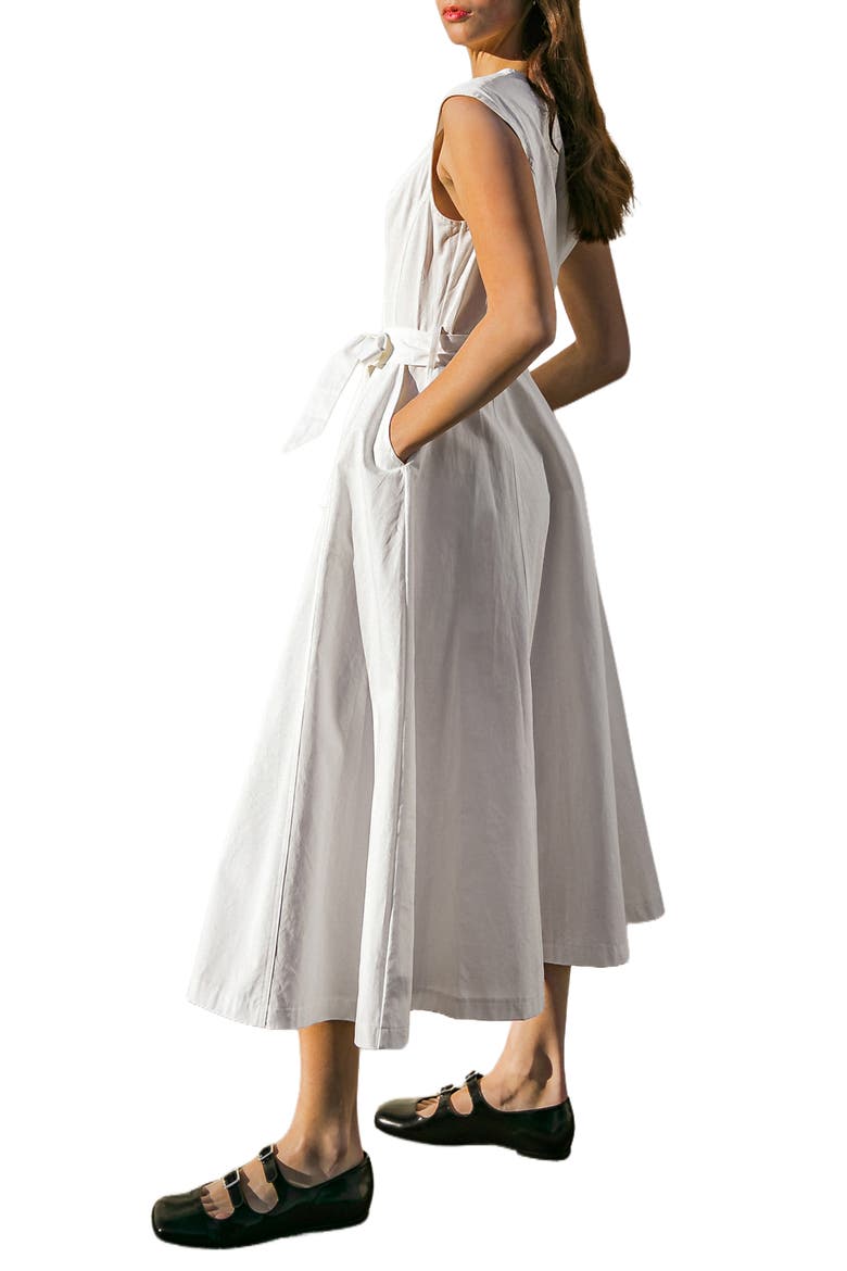 Sleeveless Tie Waist Maxi Dress, Alternate, color, WHITE