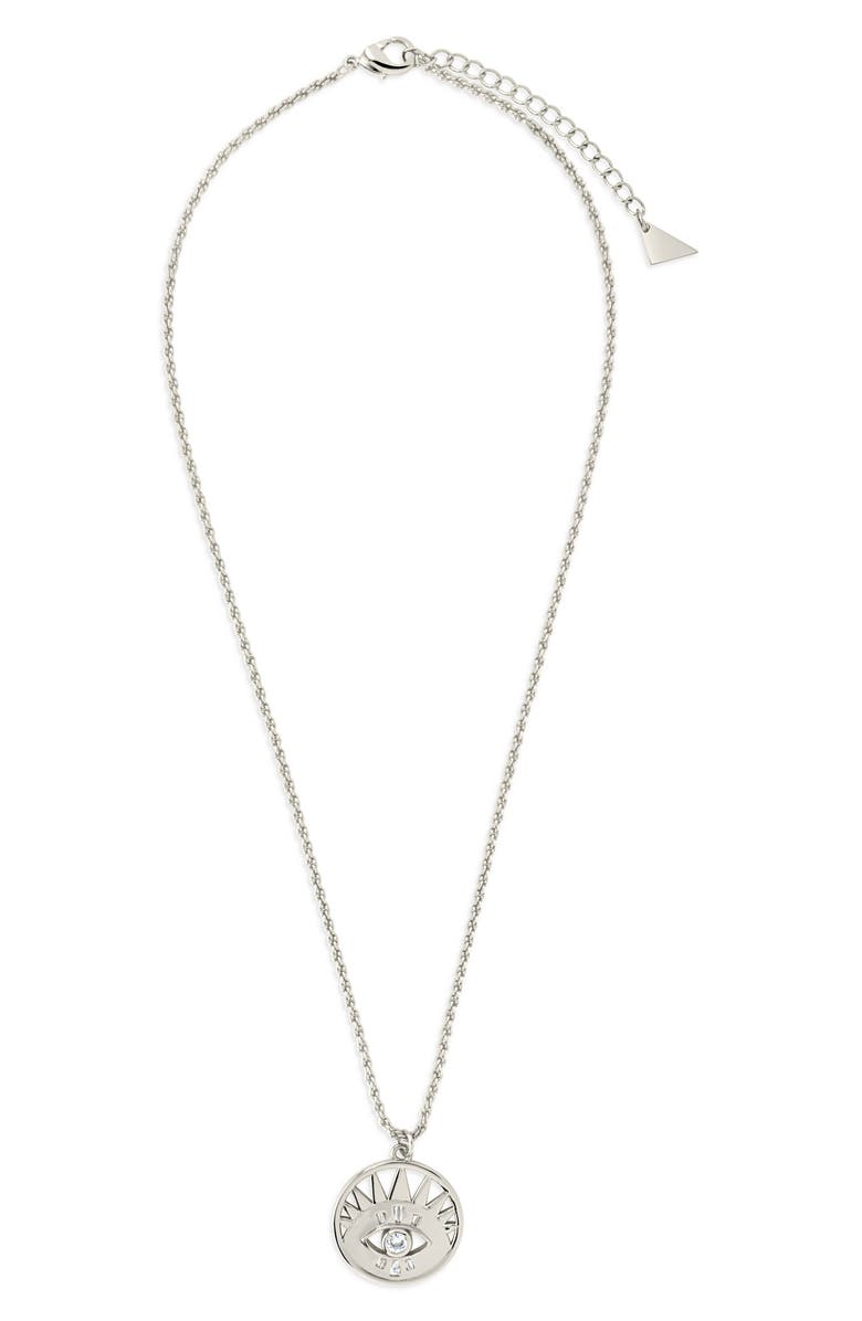 Sterling Forever Mahana Cubic Zirconia Evil Eye Pendant Necklace, Main, color,