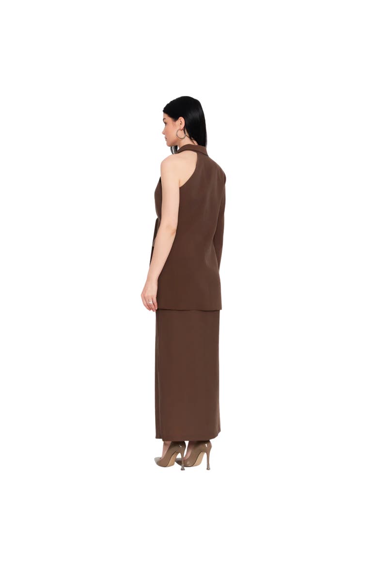 Julie One Shoulder Blazer, Alternate, color, BROWN