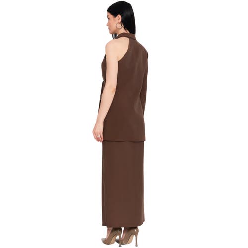 Akalia Julie One Shoulder Blazer In Brown