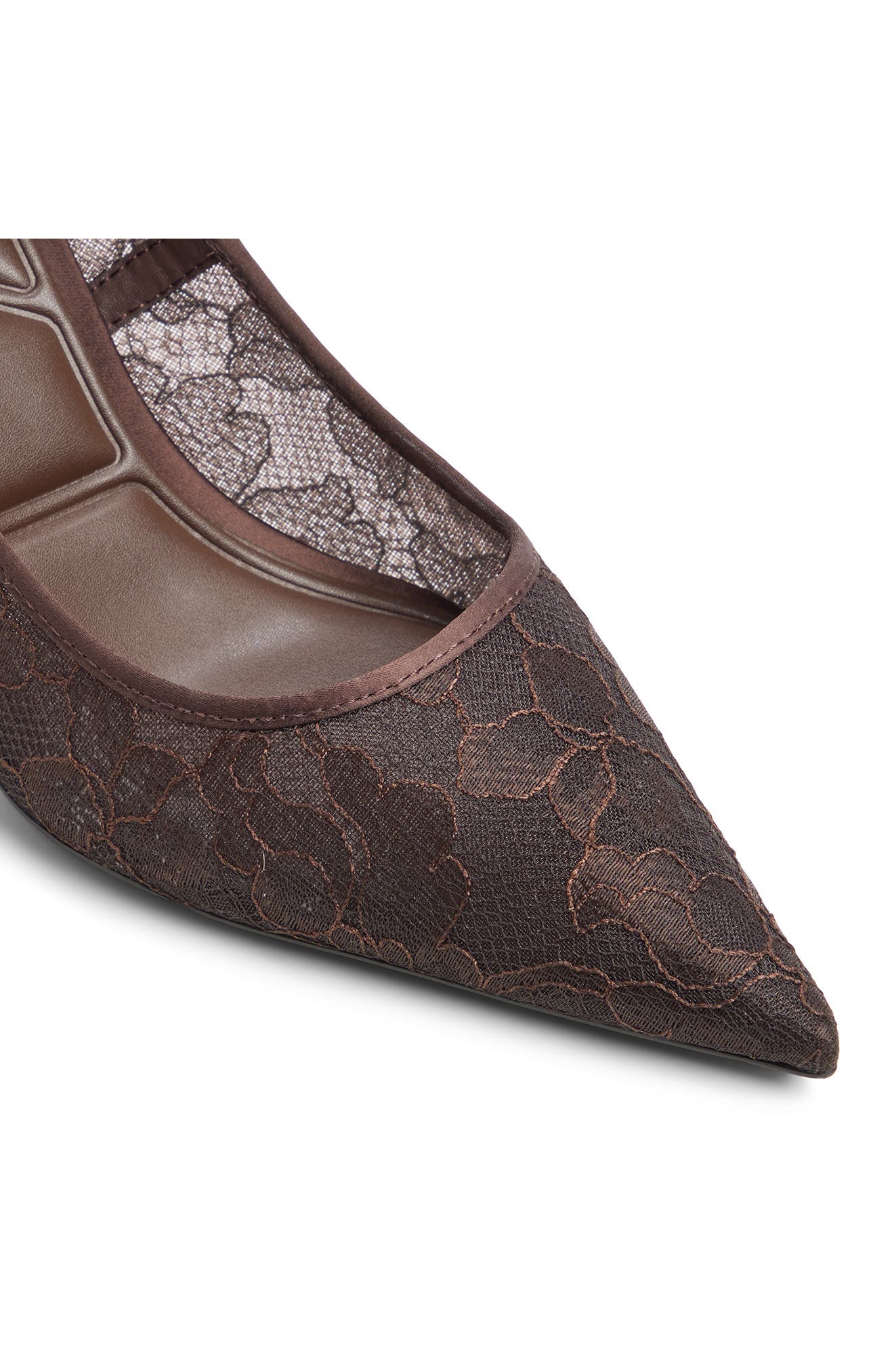 Khylie Lace Pointed Toe Pump, Alternate, color, BROWN PRIMARY/ MULTI