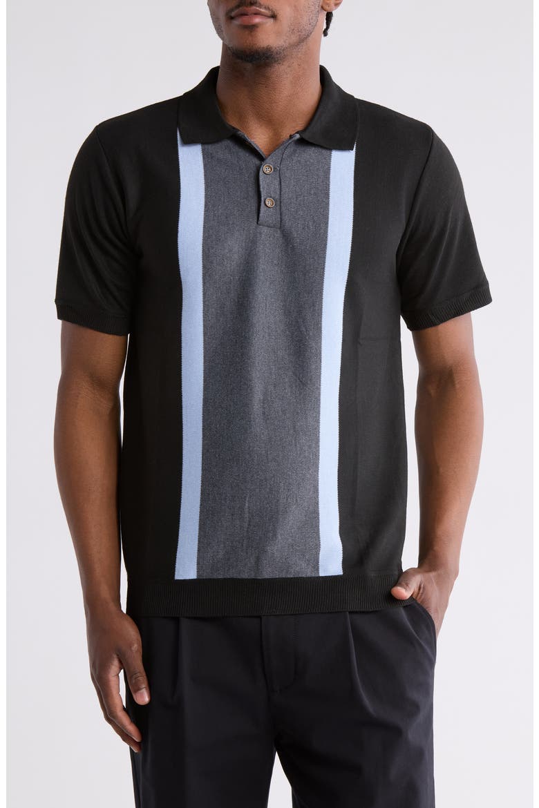Slim Fit Polo Sweater, Main, color, BLACK