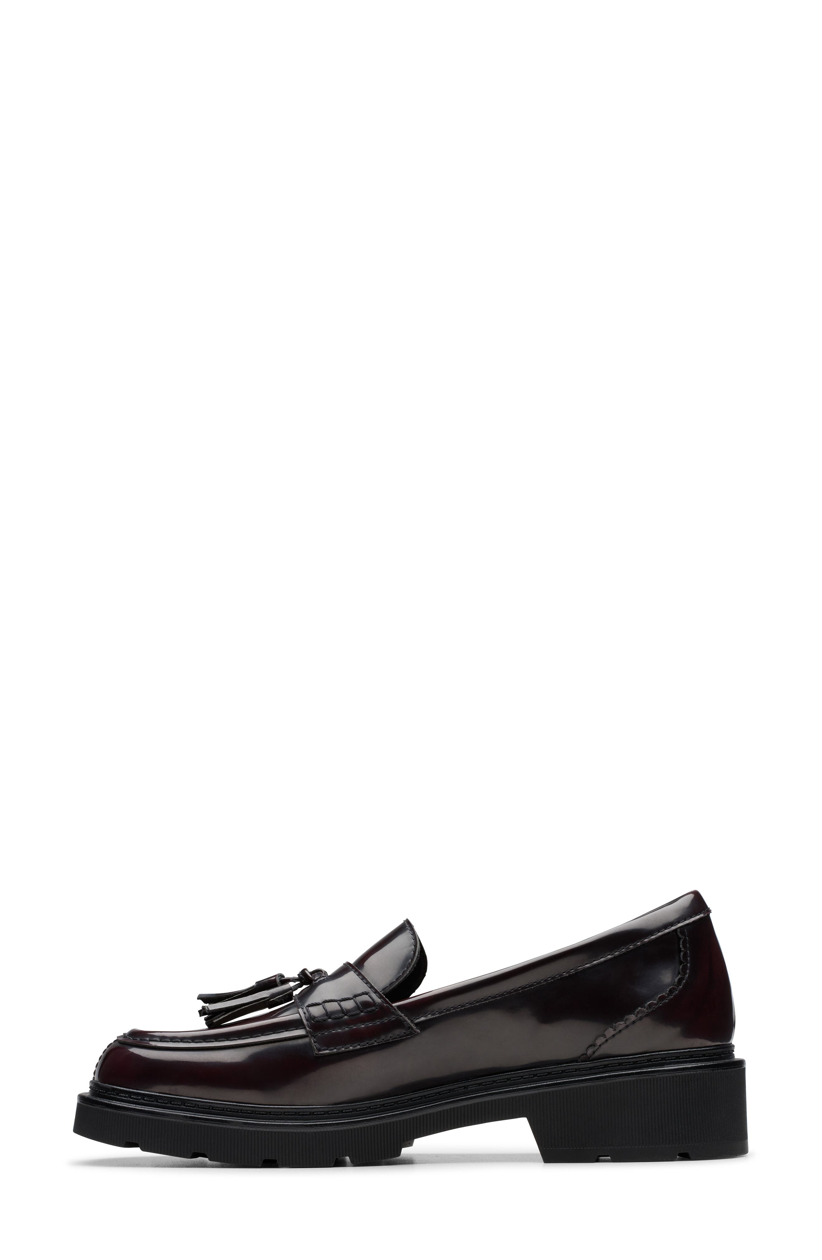 Lauryl Tassel Faux Leather Loafer, Alternate, color, WINE