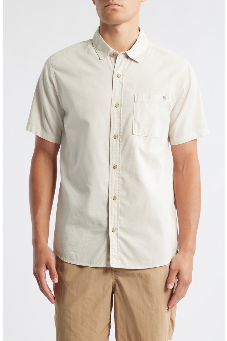 Made to Fade Short Sleeve Cotton & Lyocell Button-Up Shirt, Main, color, WHITE