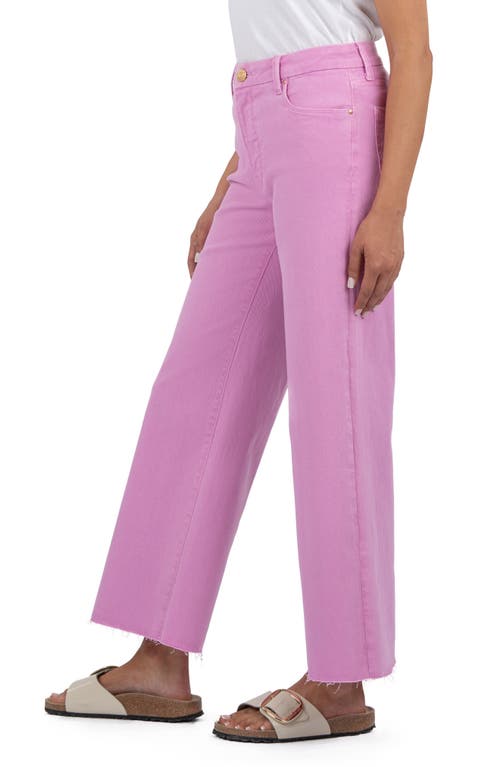 Kut From The Kloth Meg Fab Ab Raw Hem High Waist Ankle Wide Leg Jeans In Peony Pink