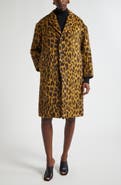 Bottega Veneta Leopard Print Brushed Alpaca, Wool & Silk Coat