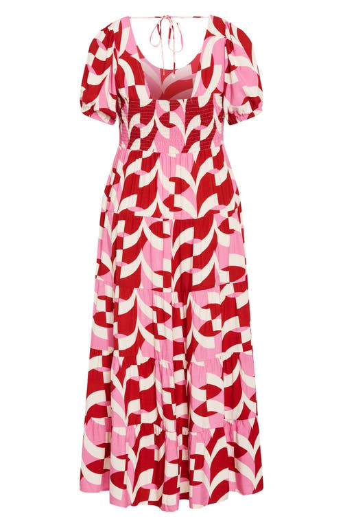 City Chic Mila Print Maxi Dress In Red
