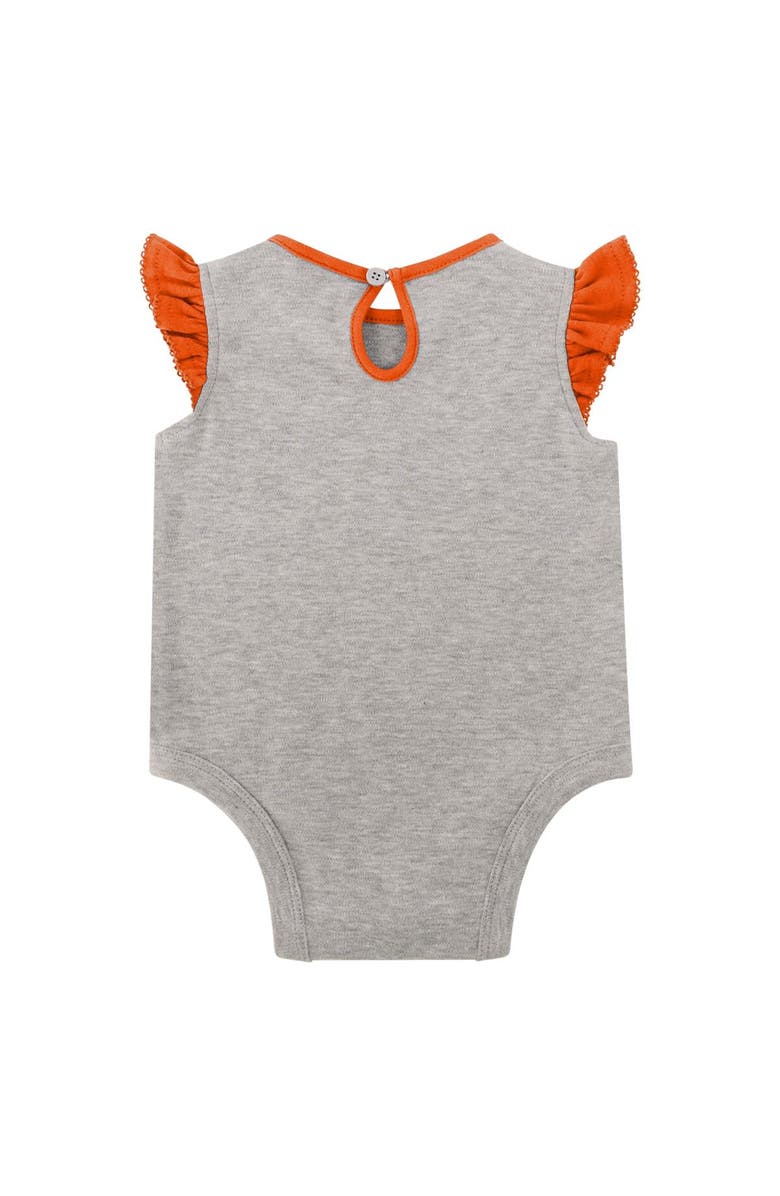 Outerstuff Girls Infant Heather Gray/Orange Denver Broncos All Dolled Up Three-Piece Bodysuit, Skirt & Booties Set, Alternate, color, 