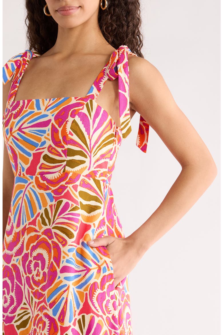 Nomi Floral Hendy Tie Strap Maxi Sundress, Alternate, color, PINK-ORANGE-BLUE