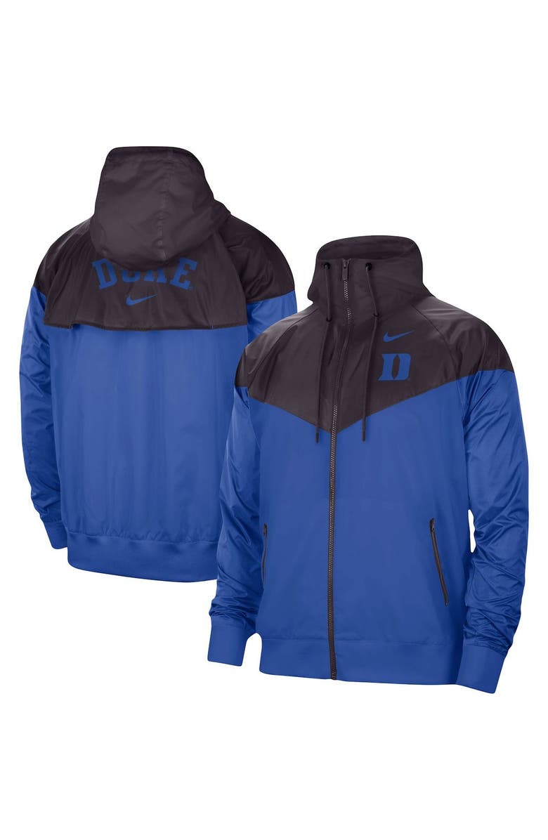Nike Men's Nike Charcoal/Royal Duke Blue Devils Windrunner Raglan Full-Zip Jacket, Main, color,